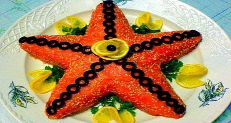 Салат с красной рыбой морская звезда-1