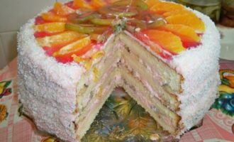 Бисквитно фруктовый торт со сметанным кремом рецепт как приготовить-2